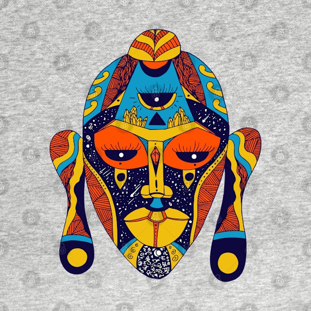 Orange Blue African Mask 7 by kenallouis